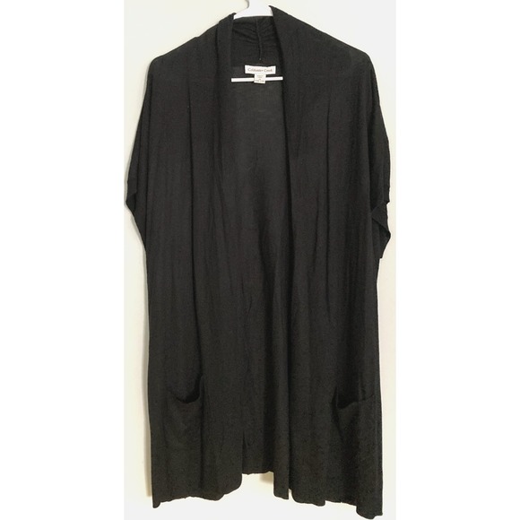Coldwater Creek Sweaters - Coldwater‎ Creek Cardigan Sweater Women 2X Black Open Front Dolman Pocket Knit
